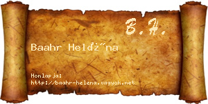 Baahr Heléna névjegykártya